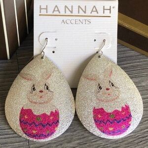 Beautiful Easter Bunny Earrings - Pink & Silver